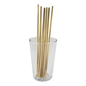 eStore, 6x Gerade Trinkhalme Aus Metall - Gold Unisex ONE SIZE, 