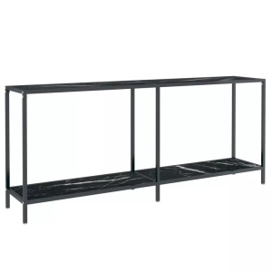 vidaXL, vidaXL Konsolentisch Schwarz 180x35x75,5 cm Hartglas, vidaXL Konsolentisch Schwarz 180x35x75,5 cm Hartglas