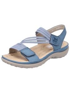Rieker, Rieker Damen Flache Sandalette Blau, Rieker Riemchensandale, Sommerschuh, Sandalette, Keilabsatz, mit Gummizügen