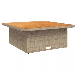 vidaXL, vidaXL Gartentisch Beige 110x110x71 cm Poly Rattan und Akazienholz, vidaXL Gartentisch Beige 110x110x71 cm Poly Rattan und Akazienholz