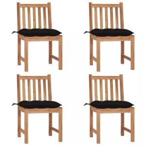 vidaXL, vidaXL Gartenstühle 4 Stk. mit Kissen Massivholz Teak, vidaXL Gartenstühle 4 Stk. mit Kissen Massivholz Teak