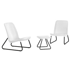 Keter, Keter Gartengarnitur 3-tlg. Rio Weiß 218155, Keter - Gartenmöbel set akazienholz, One Size, Grau