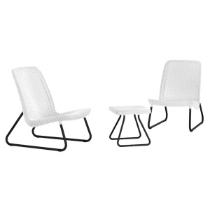 Keter, Keter Gartengarnitur 3-tlg. Rio Weiß 218155, Keter - Gartenmöbel set akazienholz, One Size, Grau