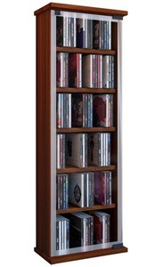 VCM, Holz CD DVD Stand Regal Schrank Aufbewahrung Standregal Ständer Classic Glastür Holz CD DVD Stand Regal Schrank Aufbewahrung Standregal Ständer Classic Glastür, VCM - CD Regal Holz | Schrank mit ESG-Sicherheitsglastüren für 204 CDs oder 72 DVDs Maße: H. 92 x B. 31 T. 18 cm Elegantes DVD Rollen |, One Size, Kern-Nussbaum