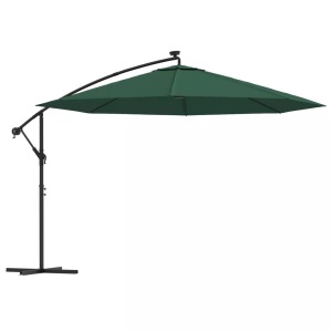 vidaXL, vidaXL Ampelschirm mit LED-Leuchten und Metall-Mast 350 cm Grün, vidaXL Ampelschirm mit LED-Beleuchtung und Metall-Mast 350 cm Grün