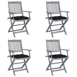 vidaXL, vidaXL Klappbare Gartenstühle 4 Stk. mit Kissen Massivholz Akazie