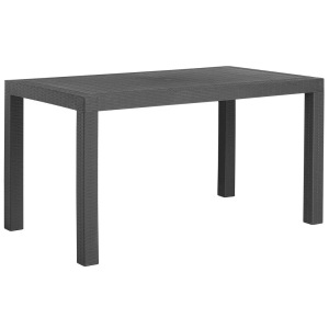 Beliani, Beliani Gartentisch Rattanoptik graphitgrau 140 x 80 cm FOSSANO, Beliani - Gartentisch aus Kunststoff Industriell FOSSANO, One Size, Gewittergrau