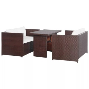 Diverse Hardware, 3-tlg. Bistro-Set mit Auflagen Poly Rattan Braun, vidaXL 3-tlg. Bistro-Set mit Auflagen Poly Rattan Braun