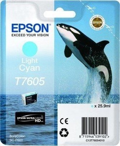 Epson, Epson T7605 light cyan Tintenpatrone, Epson Tintenpatrone, hell-blau, C13T760540, (25,9 ml)