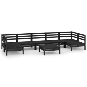 vidaXL, vidaXL 8-tlg. Garten-Lounge-Set Schwarz Massivholz Kiefer