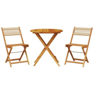 vidaXL, vidaXL 3-tlg. Bistro-Set Beige Polypropylen und Massivholz