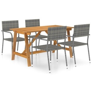 vidaXL, vidaXL 5-tlg. Garten-Essgruppe Grau, VidaXL - Garten-essgruppe poly-rattan, One Size, Grau