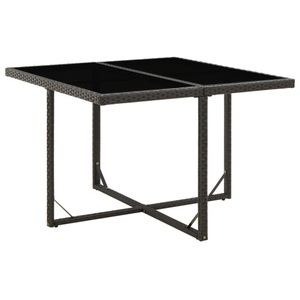 vidaXL, vidaXL Gartentisch Schwarz 109x107x74 cm Poly Rattan und Glas, vidaXL Gartentisch Schwarz 109x107x74 cm Poly Rattan und Glas