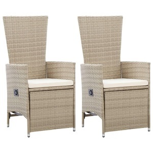 vidaXL, vidaXL Garten-Liegestühle 2 Stk. mit Auflagen Poly Rattan Beige, vidaXL Garten-Liegestühle 2 Stk. mit Auflagen Poly Rattan Beige