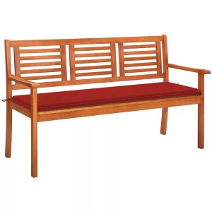vidaXL, vidaXL 3-Sitzer-Gartenbank mit Auflage 150 cm Massivholz Eukalyptus, vidaXL 3-Sitzer-Gartenbank mit Auflage 150 cm Massivholz Eukalyptus