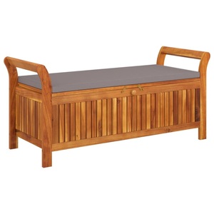 vidaXL, vidaXL Garten-Truhenbank mit Kissen 126 cm Massivholz Akazie, VidaXL - Gartenbank holz, One Size, Braun