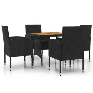 vidaXL, vidaXL 5-tlg. Garten-Essgruppe Poly Rattan Schwarz, 