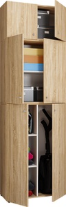 VCM, Holz Besenschrank Staubsauger Putzschrank Haushaltsschrank Drehtüren Lona A Holz Besenschrank Staubsauger Putzschrank Haushaltsschrank Drehtüren Lona A, VCM - Holz Besenschrank Staubsauger Putzschrank Haushaltsschrank Drehtüren Lona A, 70 CM, Sonoma-Eiche