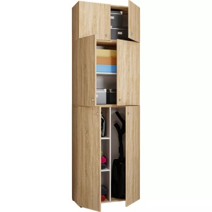 VCM, Holz Besenschrank Staubsauger Putzschrank Haushaltsschrank Drehtüren Lona A Holz Besenschrank Staubsauger Putzschrank Haushaltsschrank Drehtüren Lona A, VCM - Holz Besenschrank Staubsauger Putzschrank Haushaltsschrank Drehtüren Lona A, 70 CM, Sonoma-Eiche