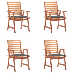 vidaXL, vidaXL Garten-Essstühle 4 Stk. mit Kissen Massivholz Akazie, vidaXL Garten-Essstühle 4 Stk. mit Kissen Massivholz Akazie