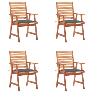 vidaXL, vidaXL Garten-Essstühle 4 Stk. mit Kissen Massivholz Akazie, vidaXL Garten-Essstühle 4 Stk. mit Kissen Massivholz Akazie