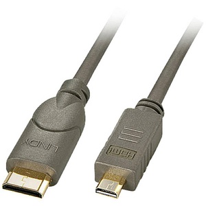 LINDY, LINDY HDMI Anschlusskabel [1x HDMI-Stecker C Mini - 1x HDMI-Stecker D Micro] 1 m Grau-Silber, 