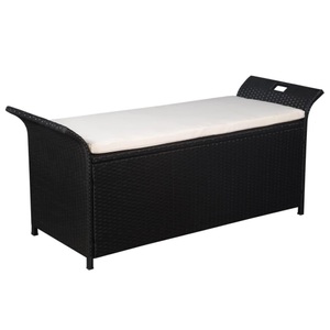 Diverse Hardware, Truhenbank mit Polster 138 cm Poly Rattan Schwarz