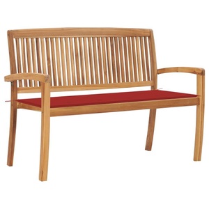 vidaXL, vidaXL Stapelbare Gartenbank mit Auflage 128,5 cm Massivholz Teak, 