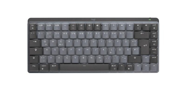 Logitech, MX Mechanical Mini, Tastatur, Logitech MX Mechanical Mini (Linear) Bluetooth®, Funk Tastatur Deutsch, QWERTZ Graphit Abnehmbares Kabel, Beleuchtet,