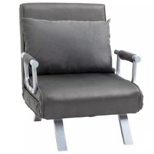 Northio, Northio - Schlafsofa Mit Armlehne 65X69X80Cm 3-In-1 Schlafsessel, Gästebett, Klappmatratze, Chaiselongue, Kunstleder, Grau, One Size, Northio - Schlafsofa Mit Armlehne 65X69X80Cm 3-In-1 Schlafsessel, Gästebett, Klappmatratze, Chaiselongue, Kunstleder, Grau, One Size