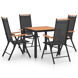 vidaXL, vidaXL 5-tlg. Garten-Essgruppe Aluminium Schwarz