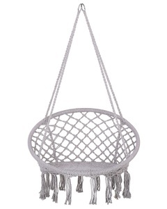 Beliani, Beliani Makramee Hängesessel Baumwolle grau GABELLA, Beliani - Hängesessel aus Baumwolle Boho GABELLA, One Size, Rauch