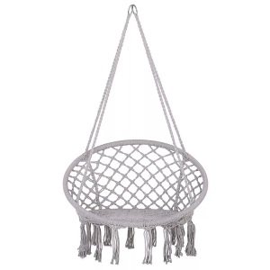 Beliani, Beliani Makramee Hängesessel Baumwolle grau GABELLA, Beliani - Hängesessel aus Baumwolle Boho GABELLA, One Size, Rauch