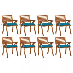 vidaXL, vidaXL Gartenstühle mit Kissen 8 Stk. Massivholz Akazie, vidaXL Gartenstühle mit Kissen 8 Stk. Massivholz Akazie