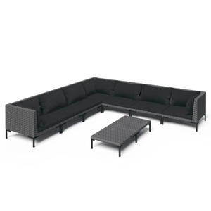 vidaXL, vidaXL 8-tlg. Garten-Lounge-Set mit Auflagen Poly Rattan Dunkelgrau