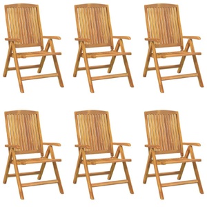 vidaXL, vidaXL Gartenstühle 6 Stk. Verstellbar Massivholz Teak, vidaXL Gartenstühle 6 Stk. Verstellbar Massivholz Teak