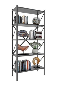 VCM, Holz Metall Aufbewahrung Stand Regal Bücherregal Deko Bücher Standregal Insasi 5 Holz Metall Aufbewahrung Stand Regal Bücherregal Deko Bücher Standregal Insasi 5, VCM - Holz Metall Aufbewahrung Stand Regal Bücherregal Deko Bücher Standregal Insasi 5, One Size, Anthrazit