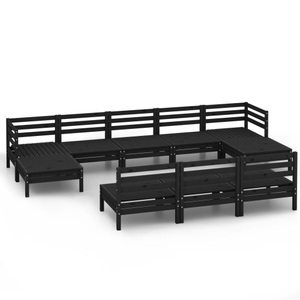 vidaXL, vidaXL 10-tlg. Garten-Lounge-Set Schwarz Massivholz Kiefer