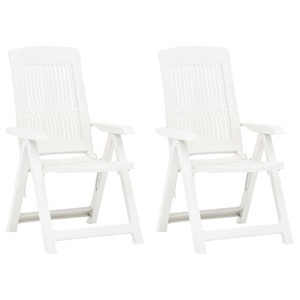 vidaXL, vidaXL Verstellbare Gartenstühle 2 Stk. Kunststoff Weiß, vidaXL Verstellbare Gartenstühle 2 Stk. Kunststoff Weiß