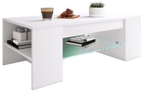 VCM, Holz Couchtisch Tunas Holz Couchtisch Tunas, MID.YOU Couchtisch in holzwerkstoff 100/50/35 cm , Tunas , Weiss , 50x35 cm , melaminharzbeschichtet,Nachbildung , Stauraum, offenes Fach , 000657023501