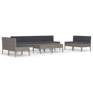 vidaXL, vidaXL 10-tlg. Garten-Lounge-Set mit Auflagen Poly Rattan Grau, 