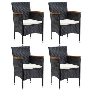 vidaXL, vidaXL Garten-Essstühle 4 Stk. Poly Rattan Schwarz, vidaXL Garten-Essstühle 4 Stk. Poly Rattan Schwarz