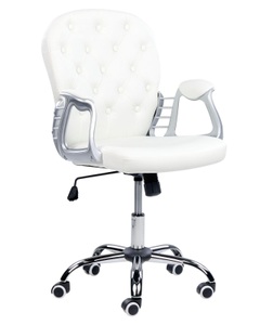 Beliani, Beliani Bürostuhl Kunstleder weiss PRINCESS, Beliani - Bürostuhl aus Kunstleder Glamourös PRINCESS, One Size, Weiss Bunt