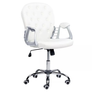 Beliani, Beliani Bürostuhl Kunstleder weiss PRINCESS, Beliani - Bürostuhl aus Kunstleder Glamourös PRINCESS, One Size, Weiss Bunt