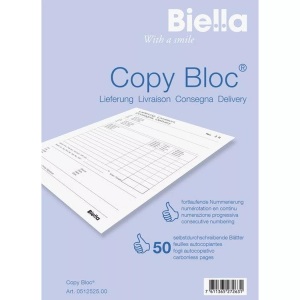 Biella, Biella Quittung Formular 512 525 Blau 1 St., Biella Lieferschein COPY-BLOC, D/F, A5, selbstdurchschreib, 512525.00, (50 x 2 Blatt)