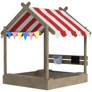 Northio, Northio - Sandkasten mit Dach, Sandkiste aus Holz Sitzplatz, Spielhaus, 124 x 116 146 cm Sandbox Tafel für 3-7 Jahre Kinder, Garten, Grau Aosom, 120cm