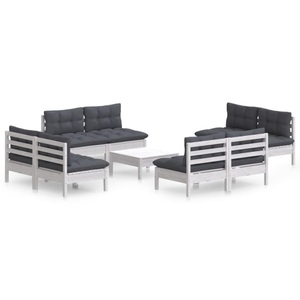 vidaXL, vidaXL 9-tlg. Garten-Lounge-Set mit Anthrazit Kissen Kiefernholz