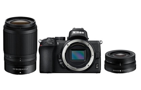 Nikon, Nikon Z 50 Body + Nikkor Z DX 16-50 mm 1:3.5-6.3 VR + Nikkor Z DX 50-250 mm 1:4.5-6.3 VR - Systemkamera (Fotoauflösung: 20.9 MP) Schwarz, Nikon - Z 50 + 16-50mm+ 50-250mm