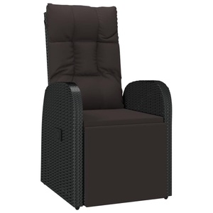 Diverse Hardware, Garten-Liegestuhl mit Auflage Poly Rattan Schwarz
