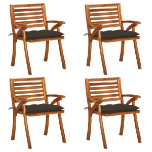 vidaXL, vidaXL Gartenstühle mit Kissen 4 Stk. Massivholz Akazie